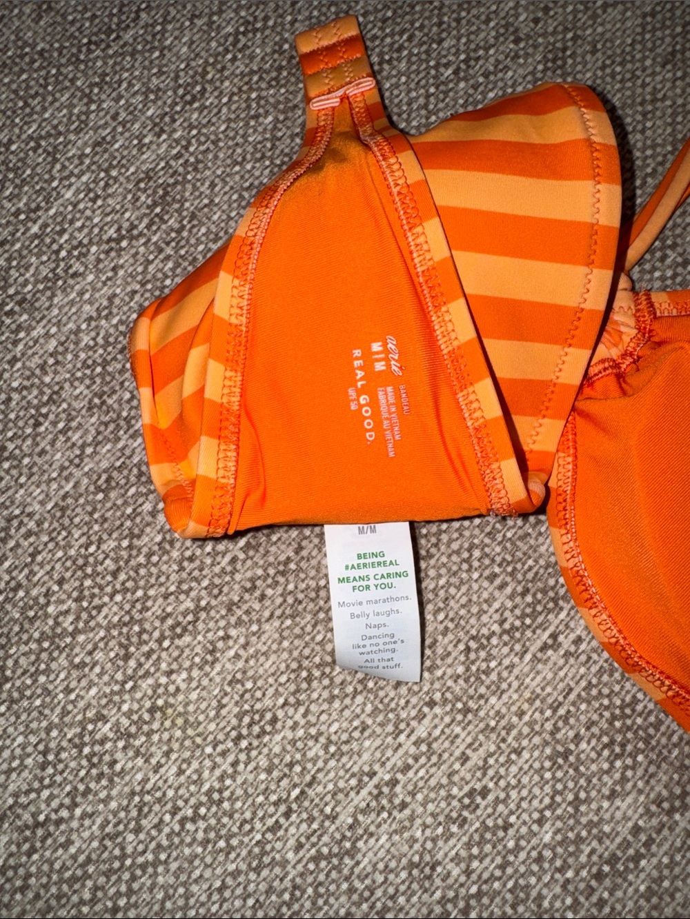 aerie Orange Striped Bandeau Bikini Top - Picture 2 of 3